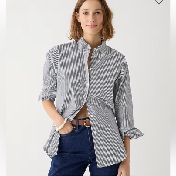 J. Crew Stretch Perfect Button Down Stripe Shirt Size TM - Picture 1 of 9